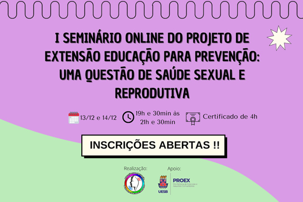 1° Seminário on-line do projeto “Educação Sexual para Prevenção: uma questão de saúde sexual e reprodutiva”